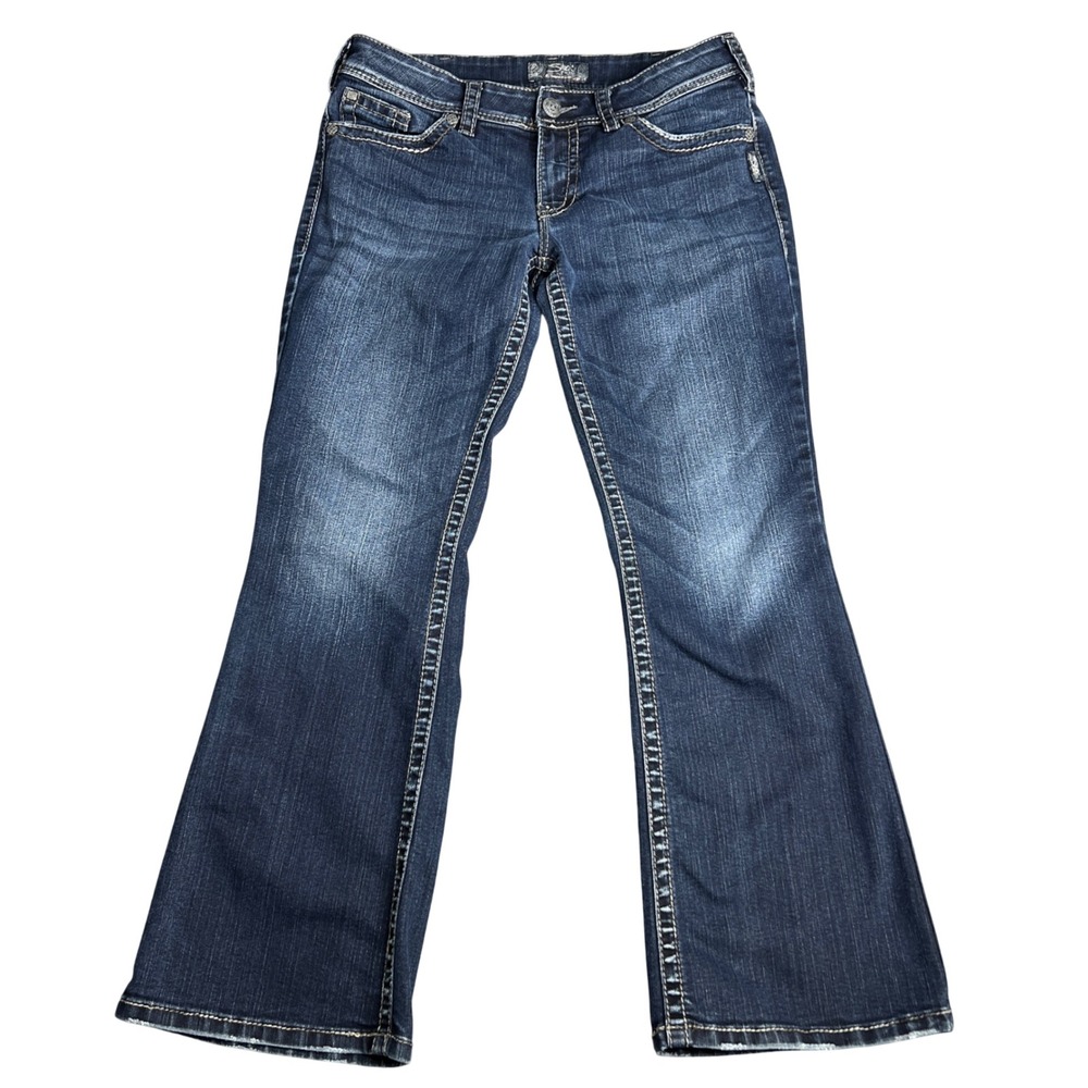 Silver Jeans Co Women's Suki Surplus Dark Wash Bootcut Flap Pocket Jeans W32 L30